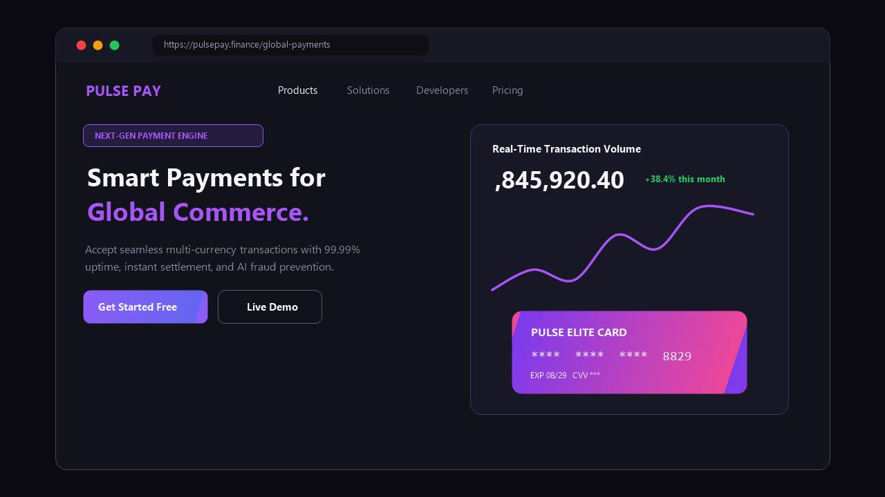 Pulse Pay Fintech Landing Page
